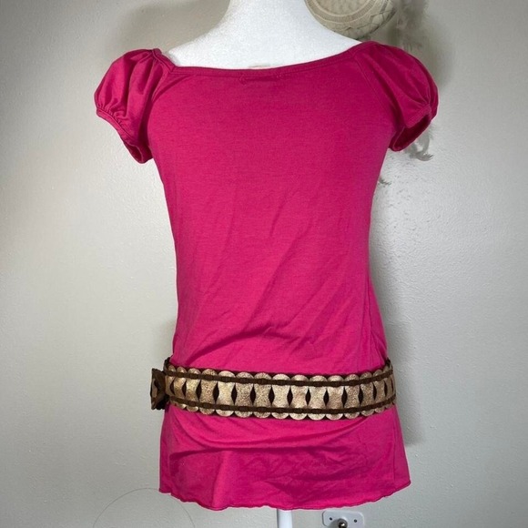 Pink short sleeve top with puffy sleeves y2k retro pink core - Picture 2 of 5